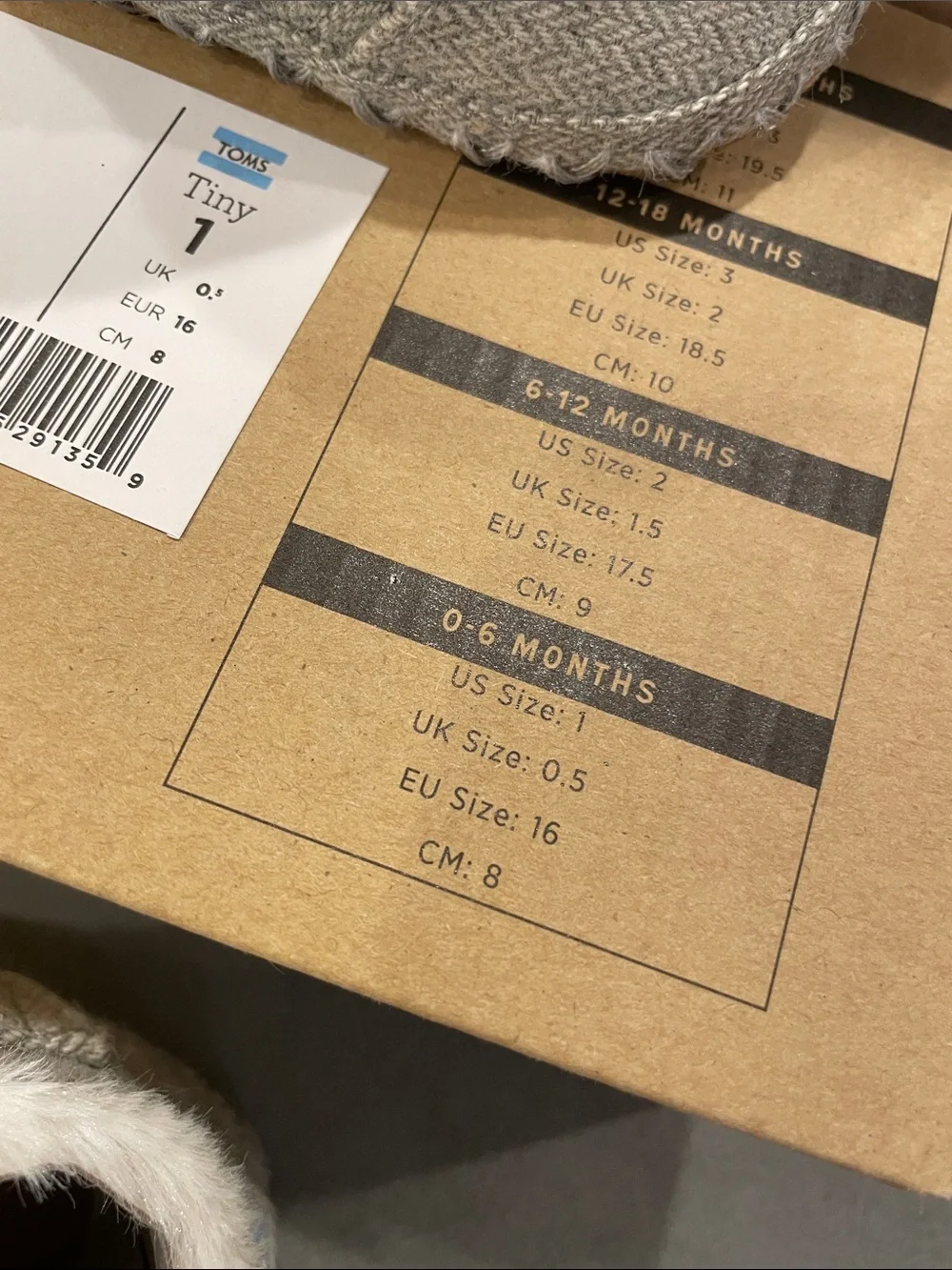 NEW Tom’s Newborn Cuna Grey Booties NIB Drizzle Herringbone 0-6 month Baby Shoex